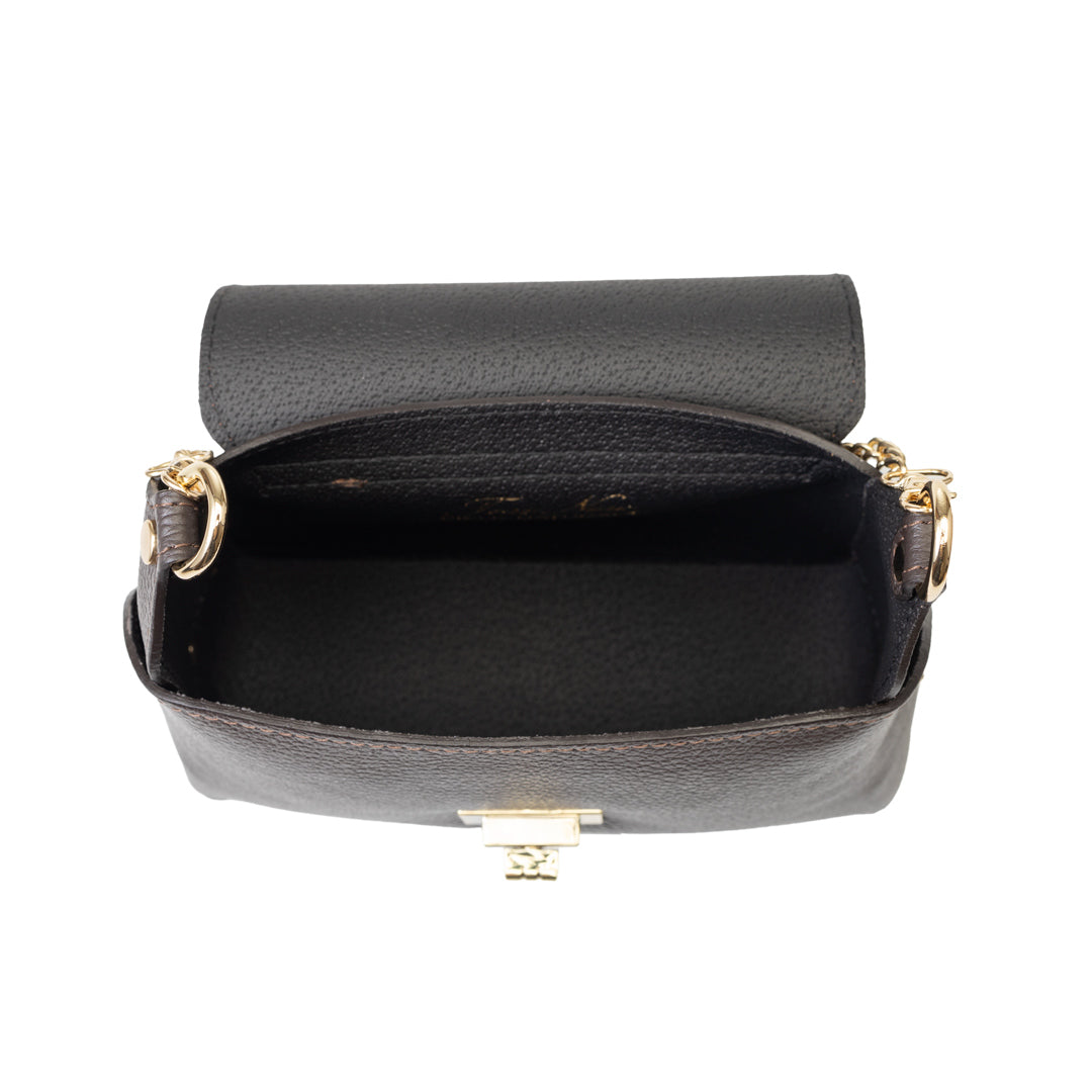 Borsa da donna in pelle scamosciata naturale, marrone scuro Raisa