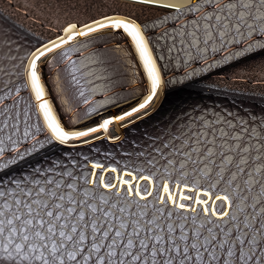 Borsa da donna in pelle scamosciata naturale, marrone scuro Raisa