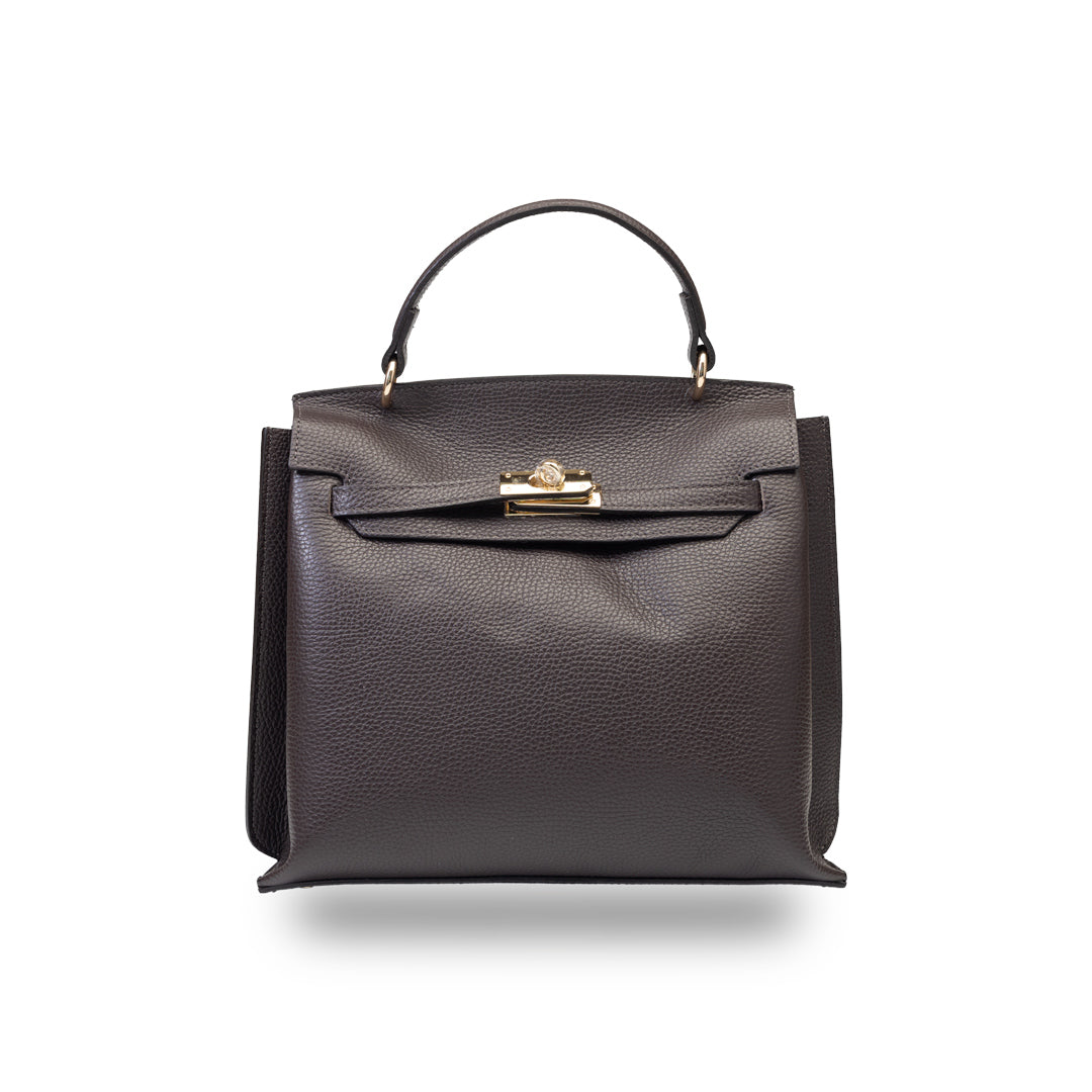 Borsa da donna in vera pelle marrone scuro Raluca