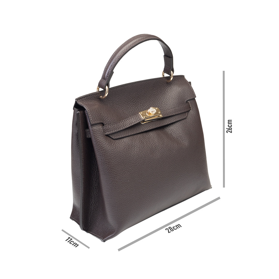 Borsa da donna in vera pelle marrone scuro Raluca