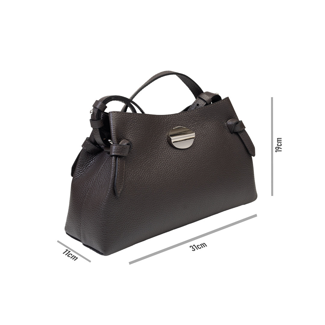 Borsa da donna in vera pelle marrone scuro Tania