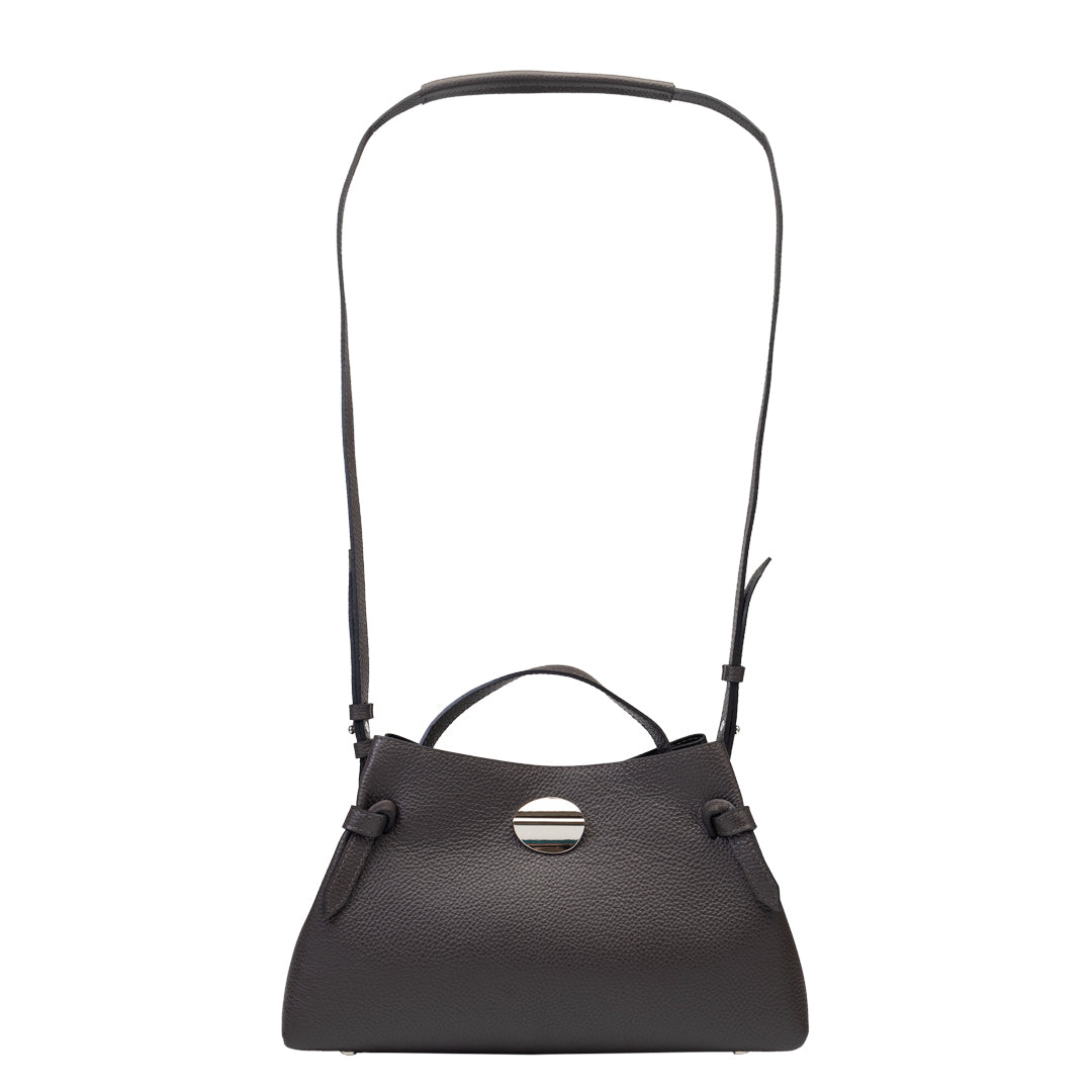 Borsa da donna in vera pelle marrone scuro Tania