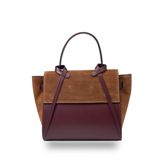 Borsa da donna in vera pelle marrone-bordeaux Erika