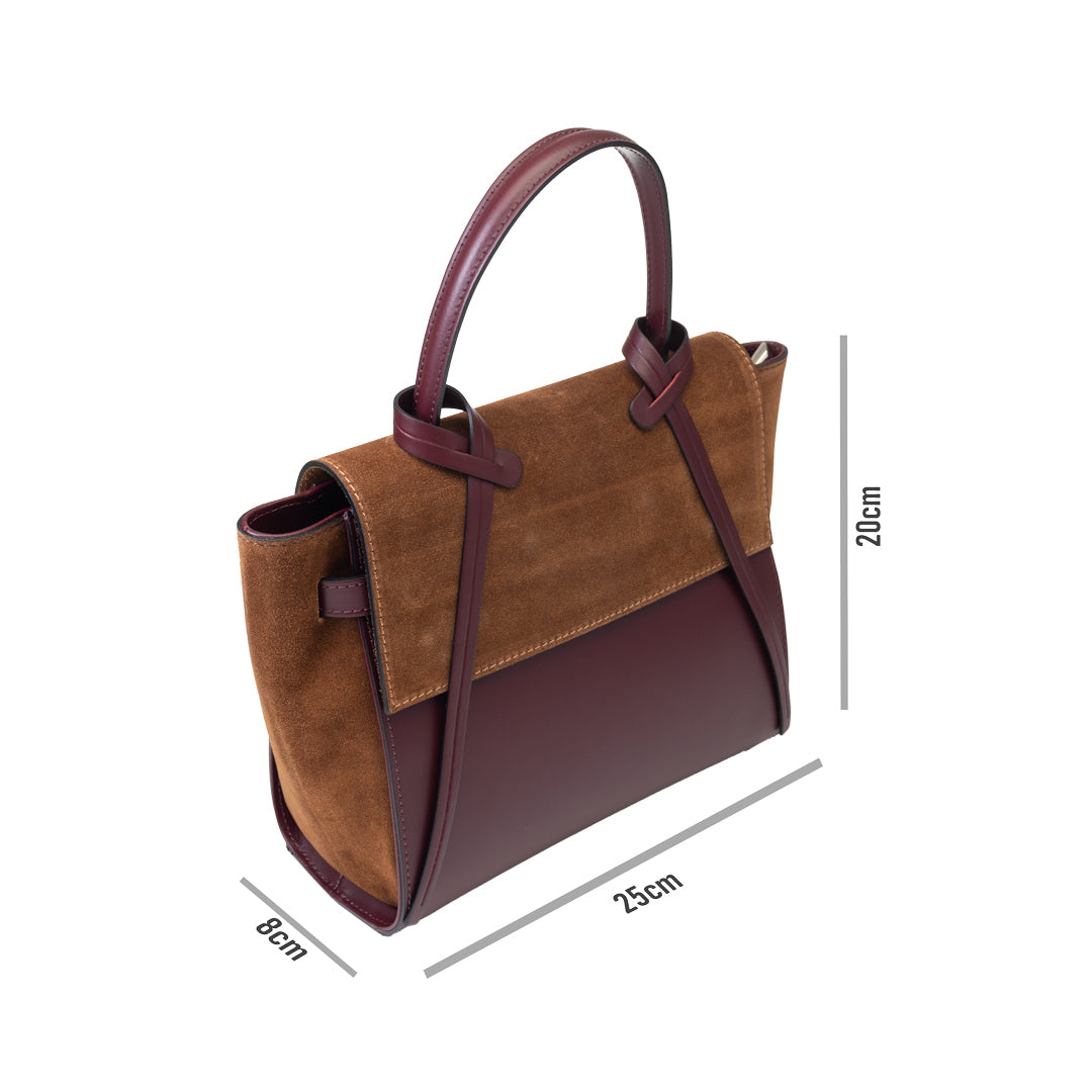Borsa da donna in vera pelle marrone-bordeaux Erika