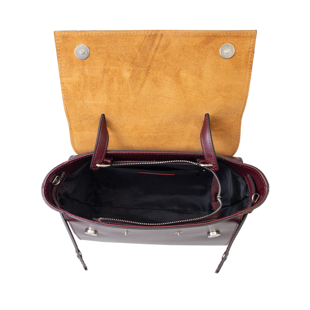 Women's bag made of genuine leather, brown-burgundy Erika