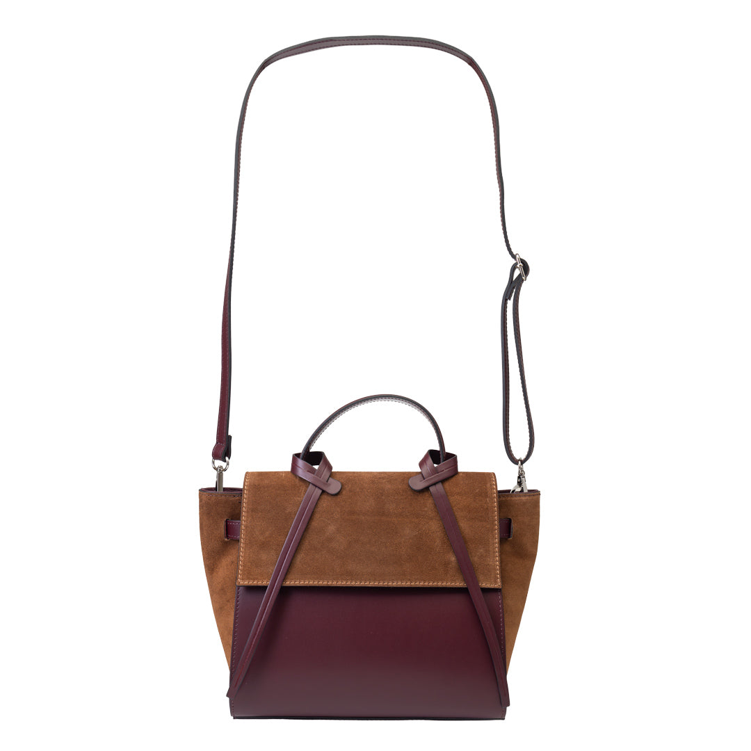 Women's bag made of genuine leather, brown-burgundy Erika