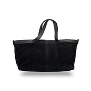 Borsa da donna in pelle scamosciata naturale nera Bianca