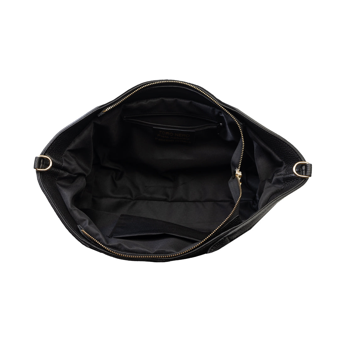 Borsa da donna in pelle scamosciata naturale nera Bianca