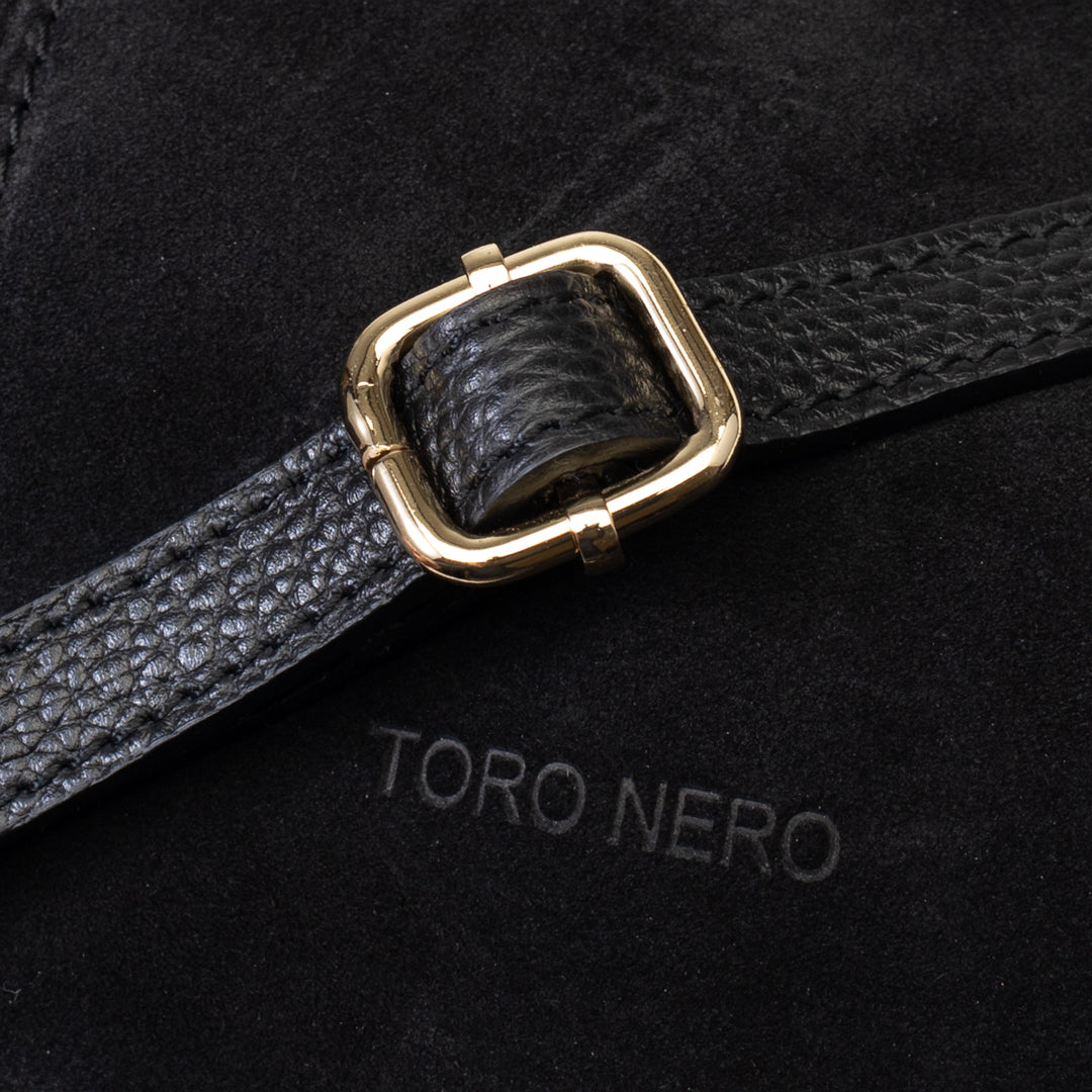 Borsa da donna in pelle scamosciata naturale nera Bianca
