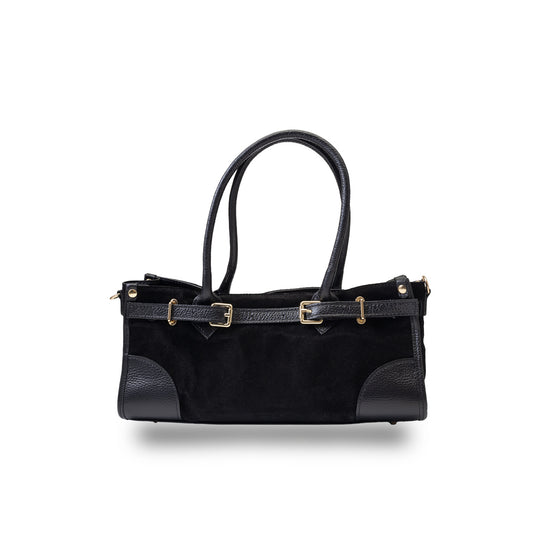 Borsa da donna in pelle naturale nera Evelin