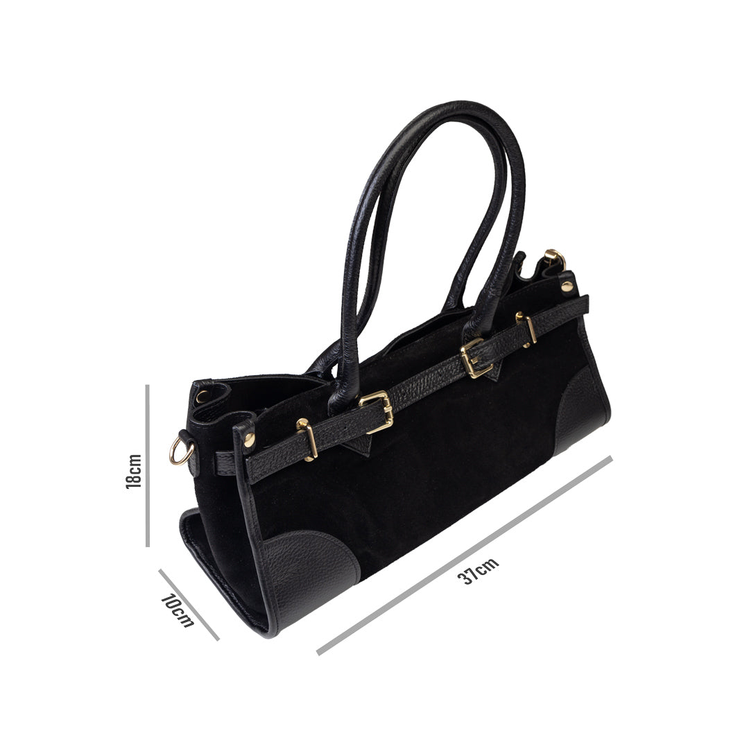 Borsa da donna in pelle naturale nera Evelin