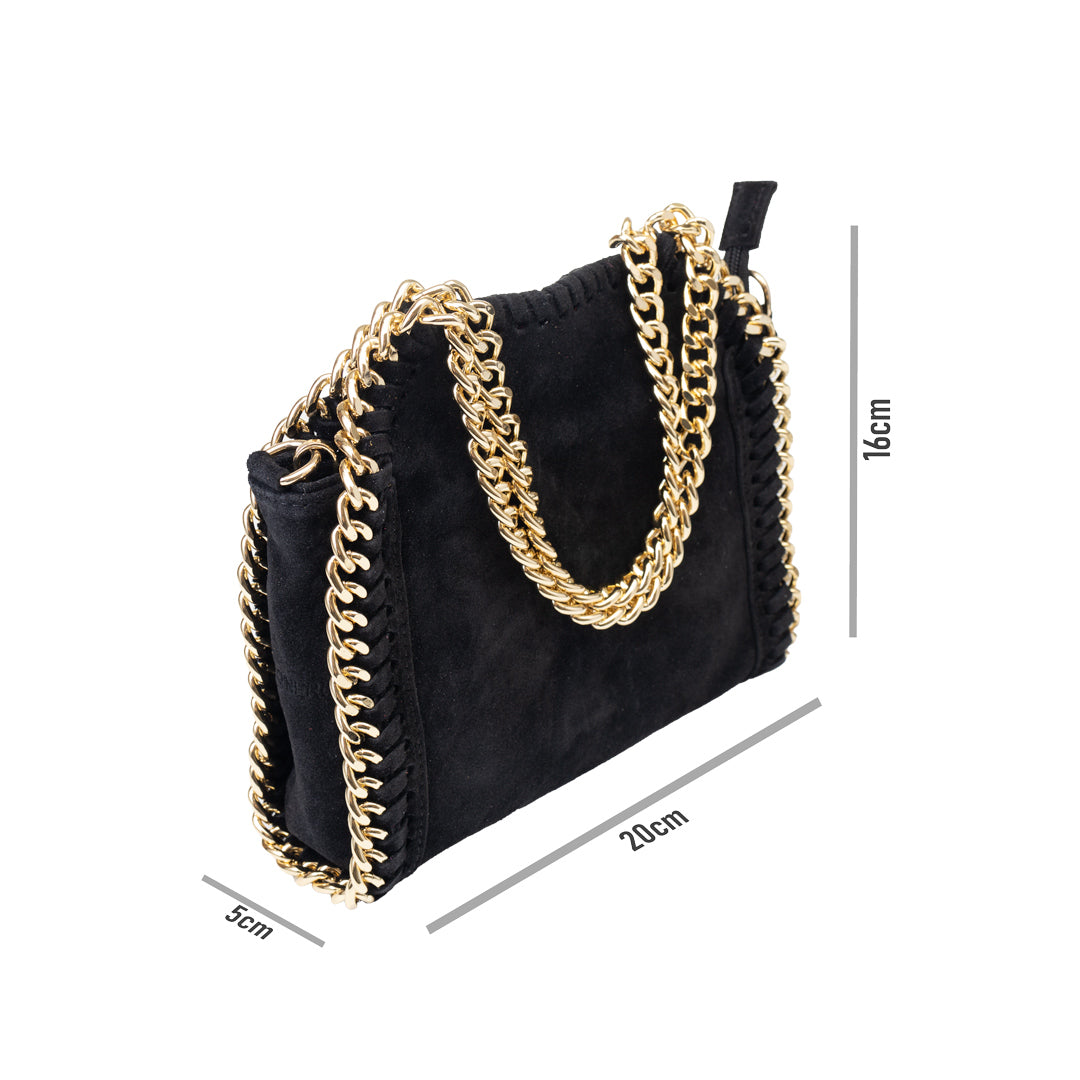 Borsa da donna in vera pelle nera Ilona