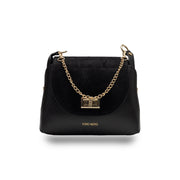 Borsa da donna in pelle scamosciata naturale, nera Raisa