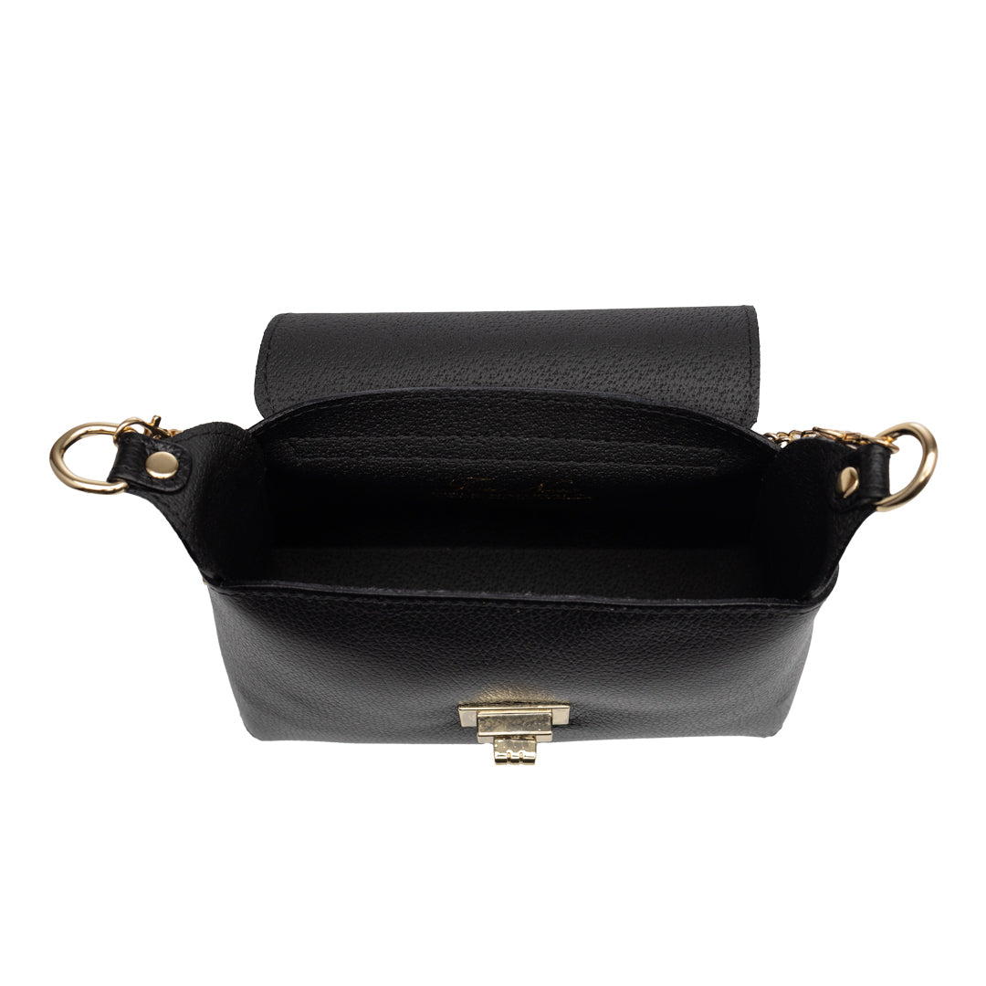 Borsa da donna in pelle scamosciata naturale, nera Raisa