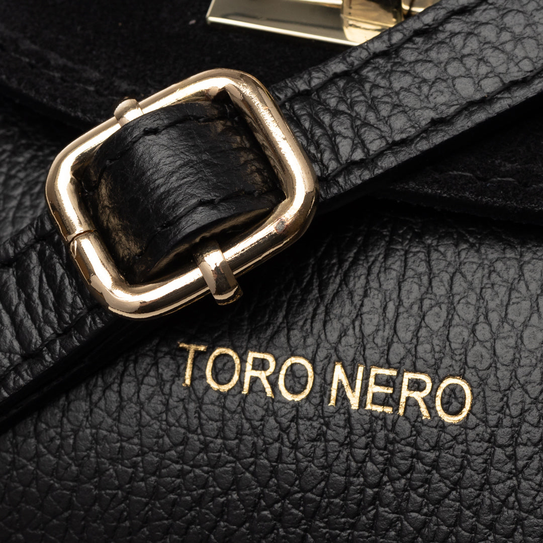Borsa da donna in pelle scamosciata naturale, nera Raisa