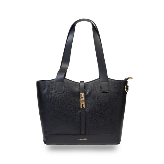 Borsa da donna in vera pelle nera Sorina