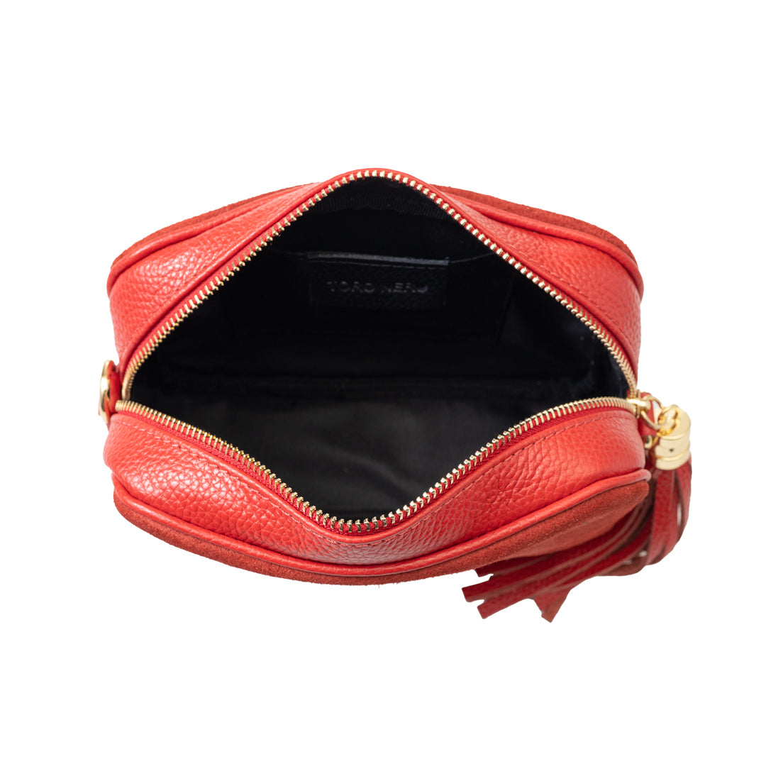 Borsa da donna in vera pelle rossa Ancuta