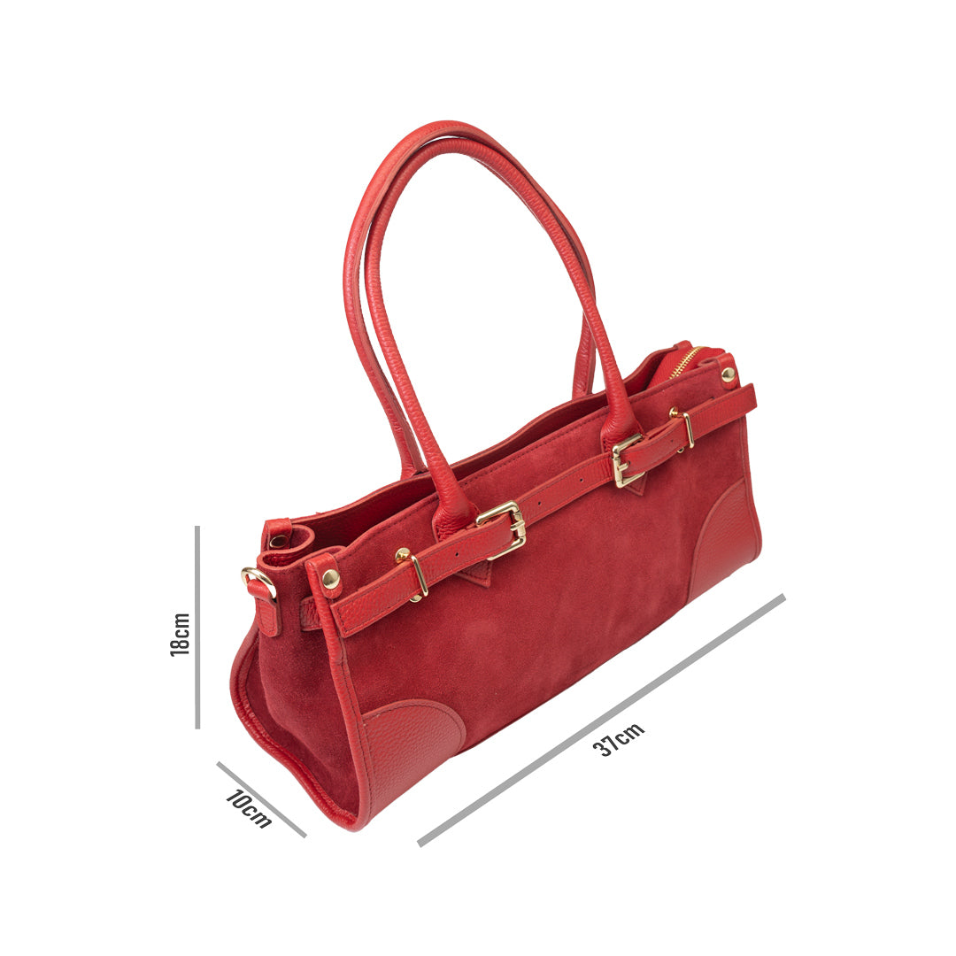 Borsa da donna in vera pelle rossa Evelin