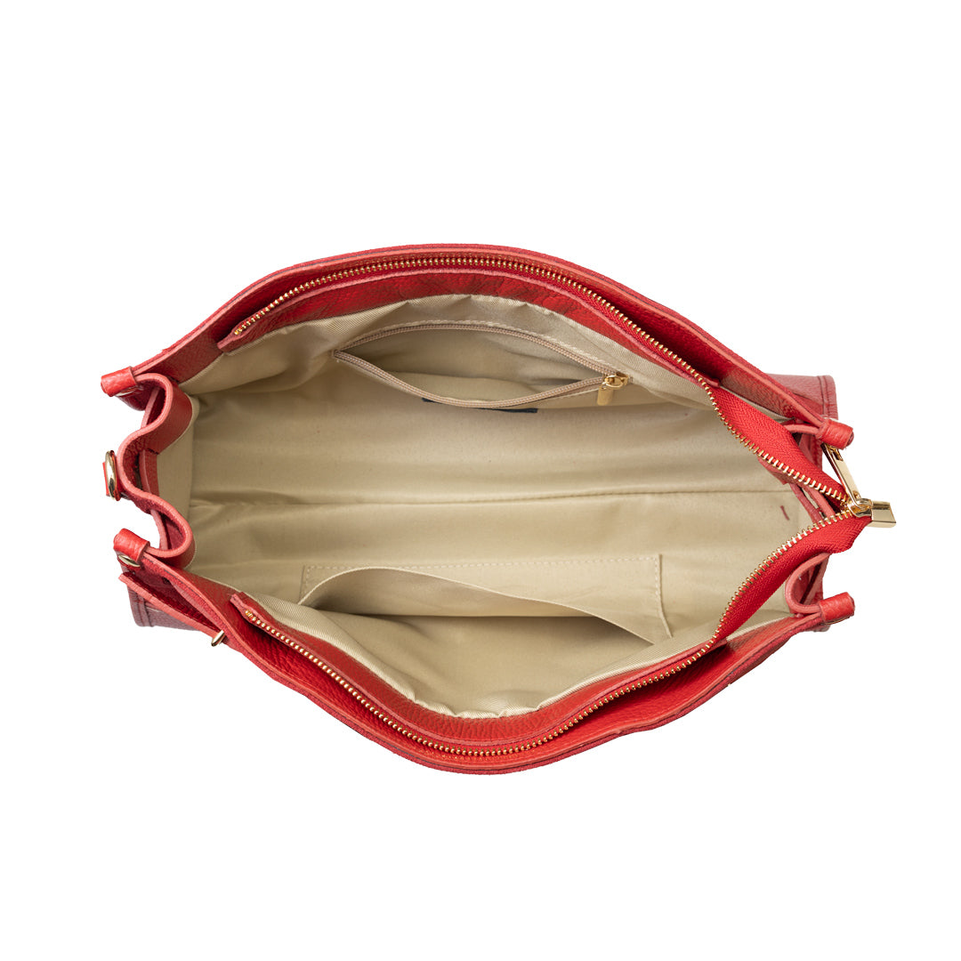 Borsa da donna in vera pelle rossa Evelin