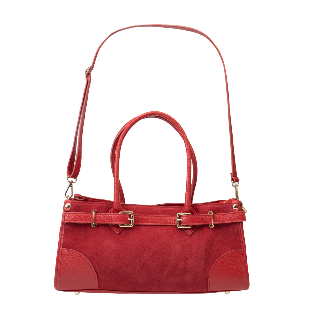 Borsa da donna in vera pelle rossa Evelin