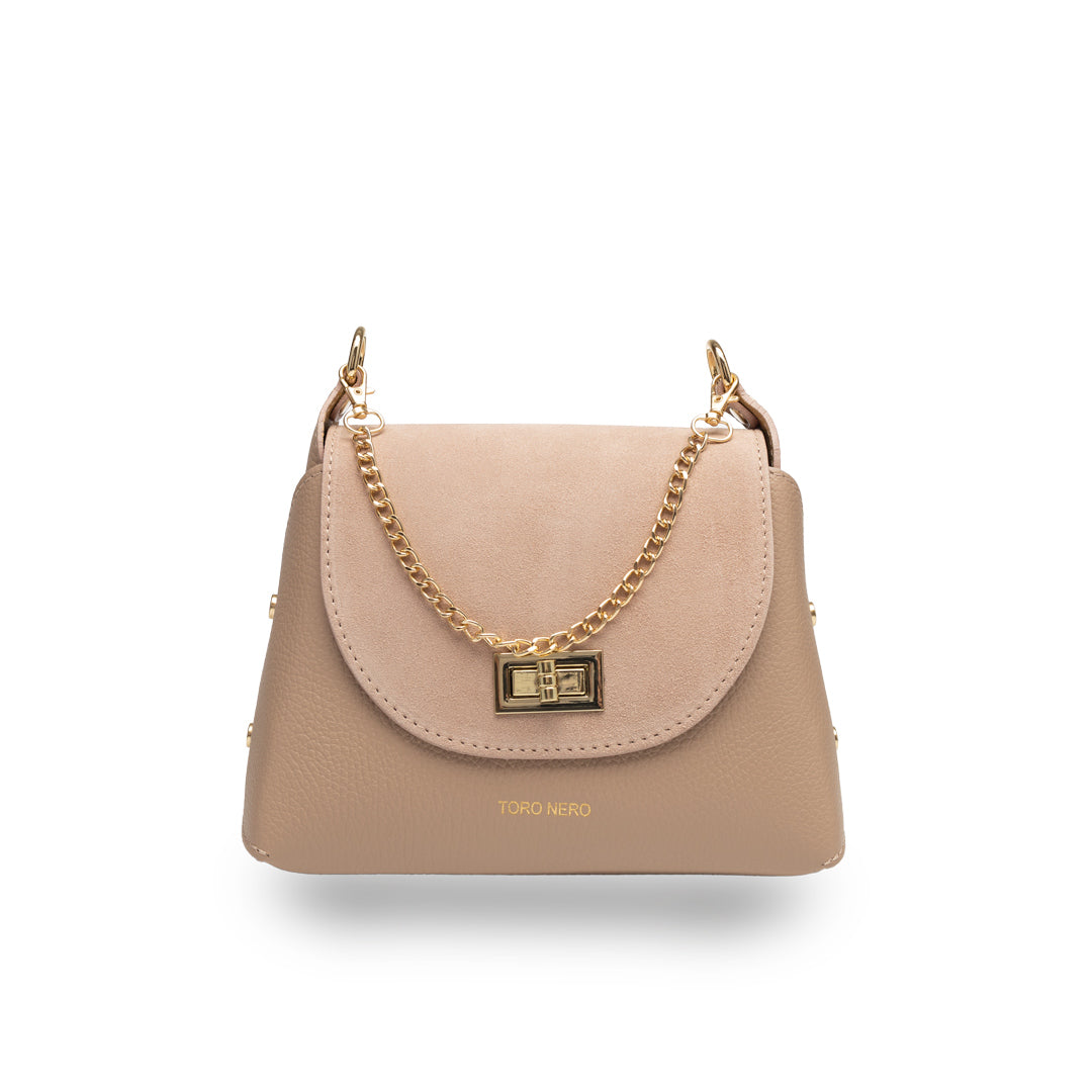 Borsa da donna in camoscio naturale, rosa cipria Raisa