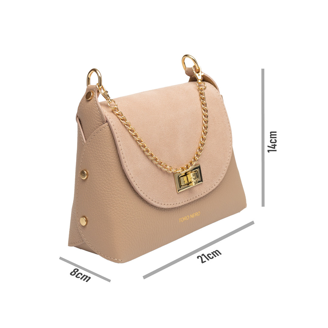 Borsa da donna in camoscio naturale, rosa cipria Raisa