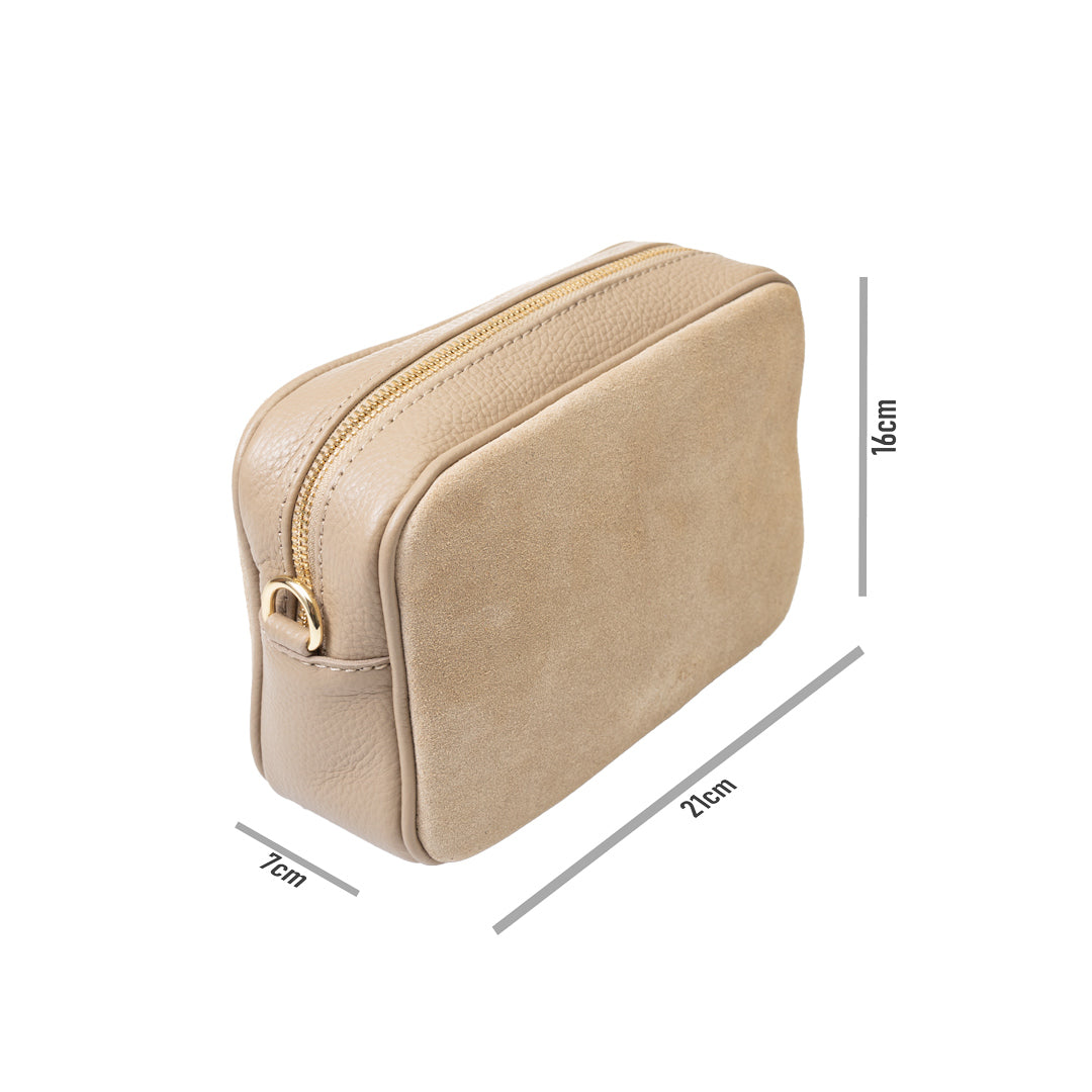 Borsa da donna in vera pelle color tortora Ancuta