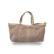 Borsa da donna in pelle scamosciata naturale tortora Bianca