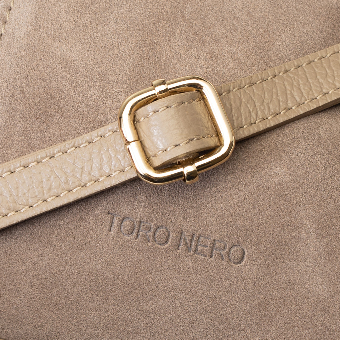 Borsa da donna in pelle scamosciata naturale tortora Bianca