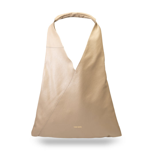 Borsa da donna in vera pelle color tortora Camelia