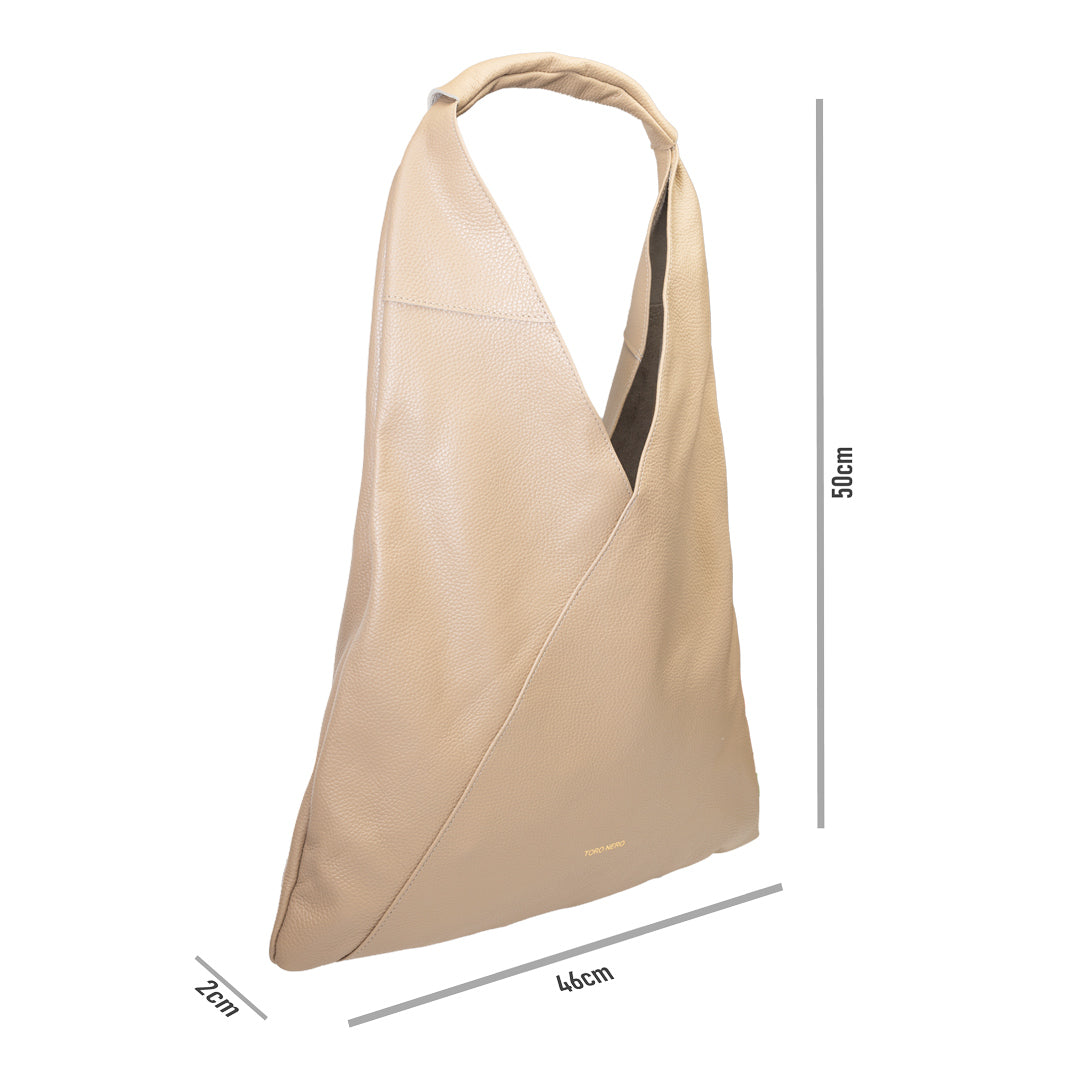 Borsa da donna in vera pelle color tortora Camelia