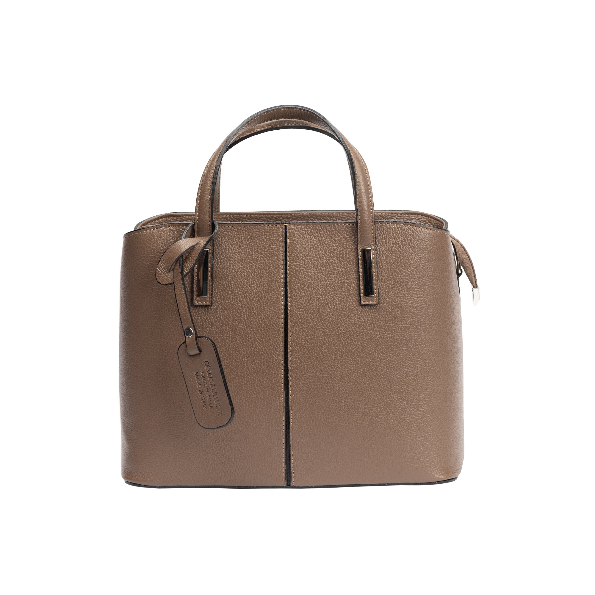 Borsa da donna in vera pelle color tortora Mara