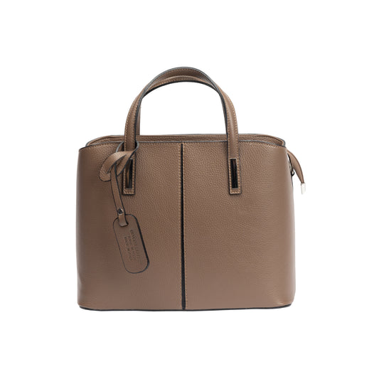 Borsa da donna in vera pelle color tortora Mara