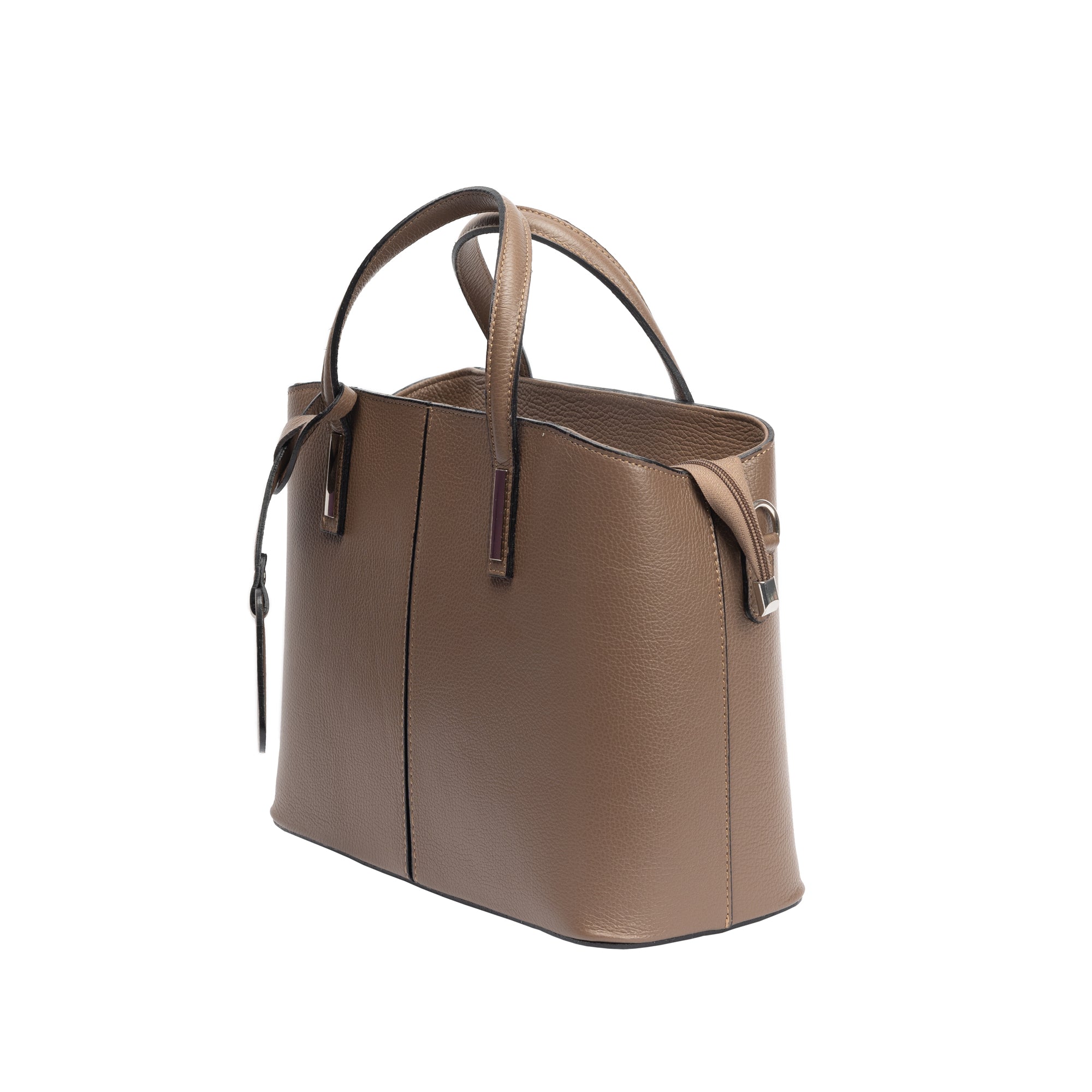 Borsa da donna in vera pelle color tortora Mara