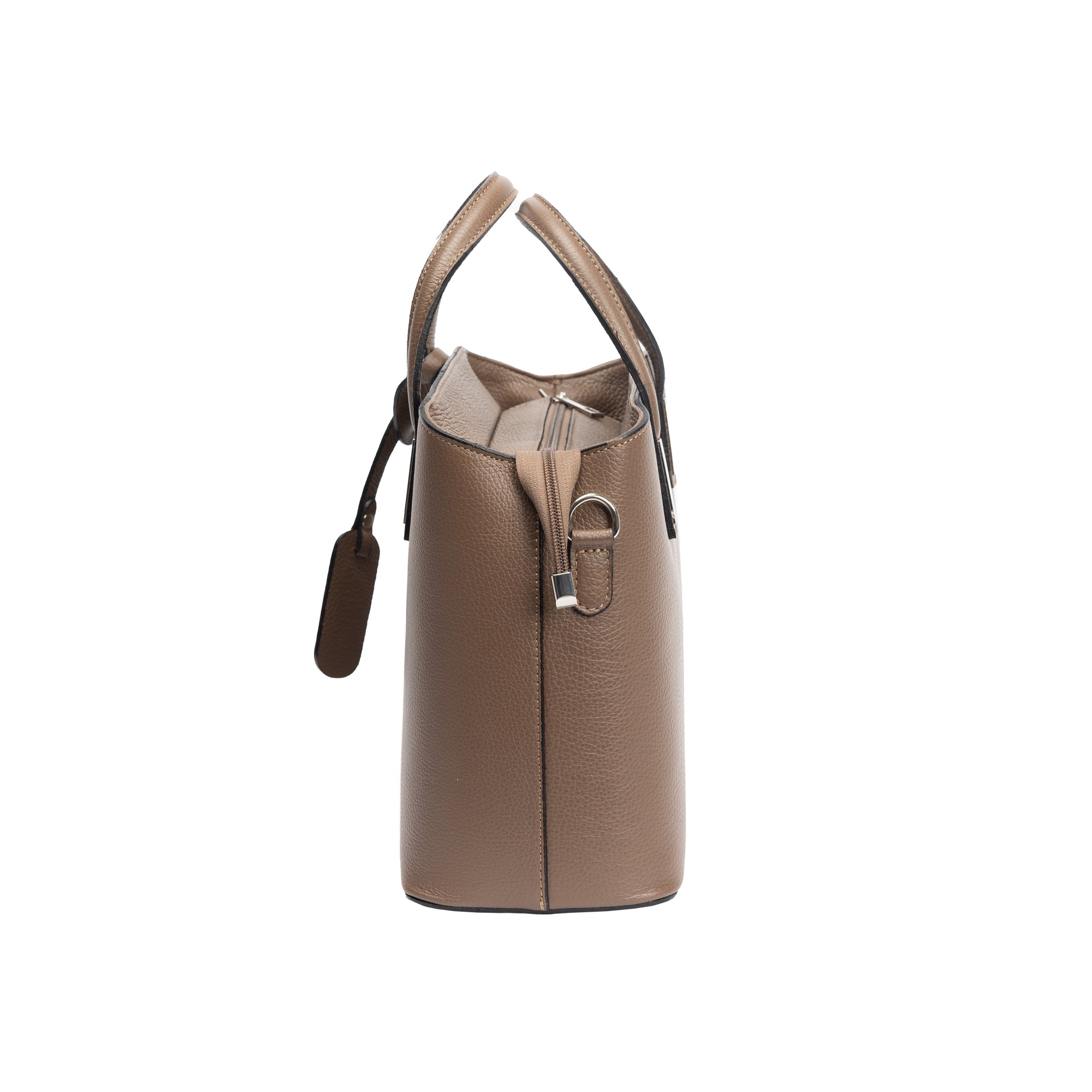Borsa da donna in vera pelle color tortora Mara