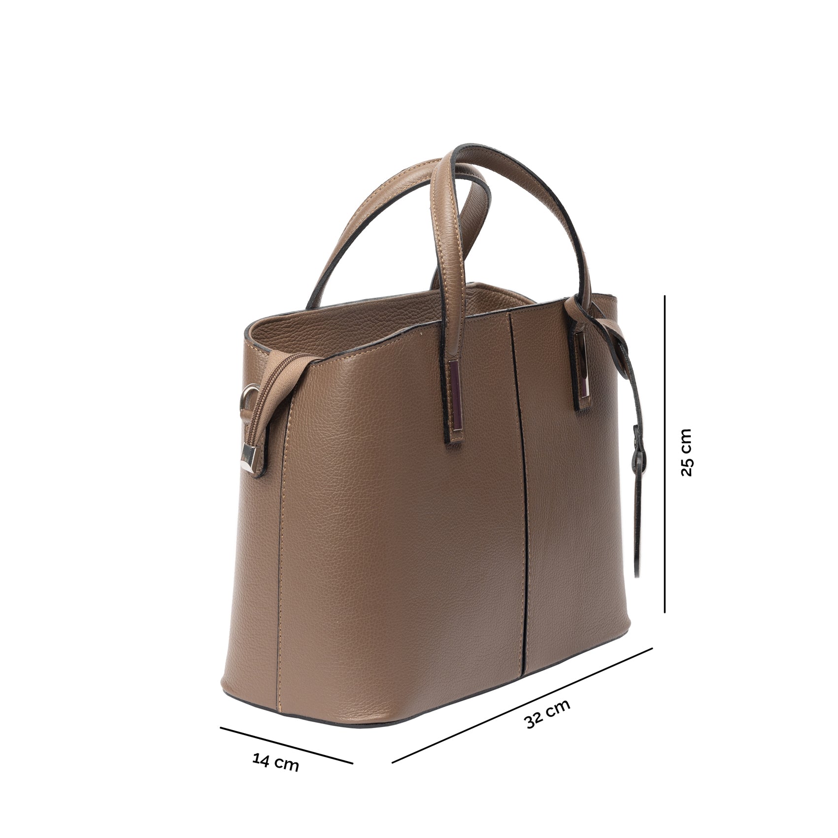 Borsa da donna in vera pelle color tortora Mara