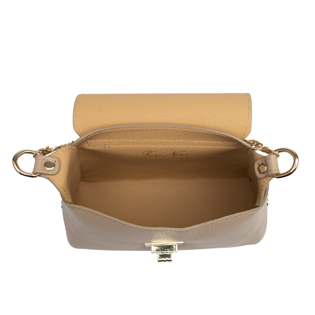 Borsa da donna in pelle scamosciata naturale, color talpa Raisa