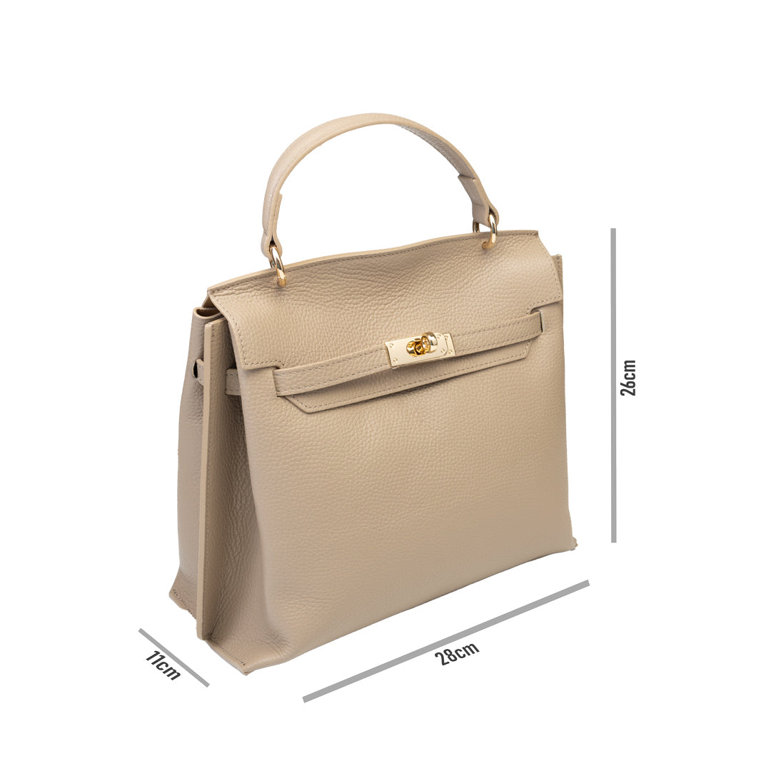 Borsa da donna in vera pelle color tortora Raluca