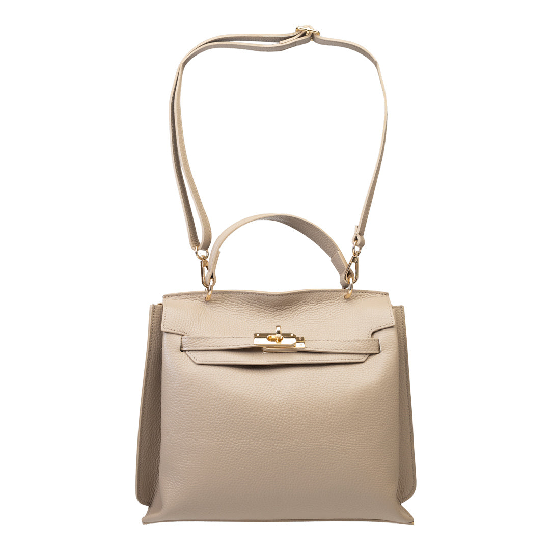 Sac à main femme en cuir véritable taupe Raluca