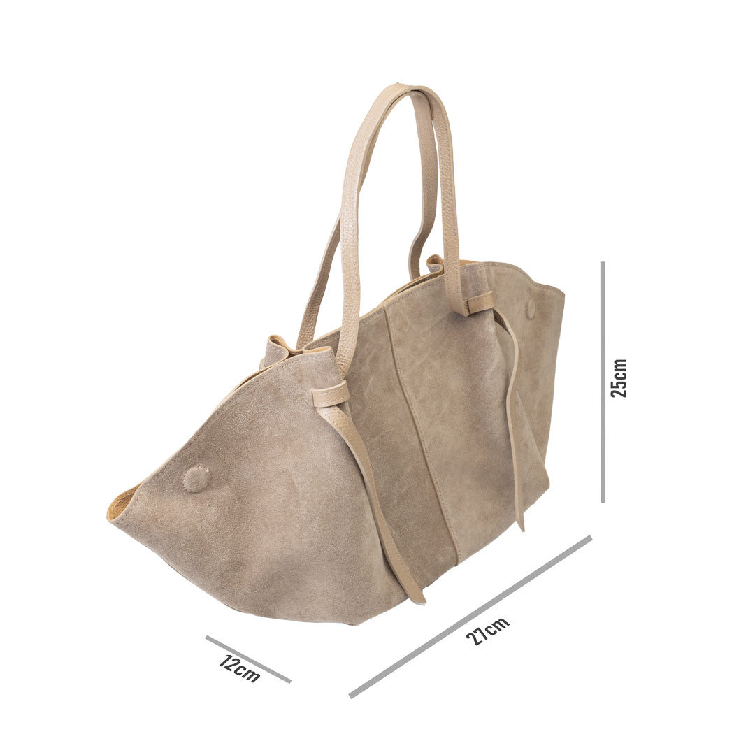 Borsa da donna in vera pelle tortora chiaro Alice