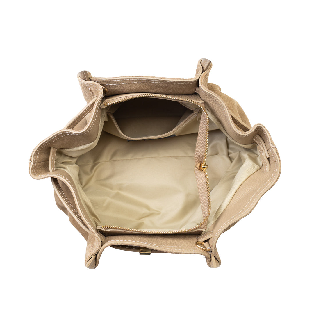 Borsa da donna in pelle naturale tortora chiaro Elena