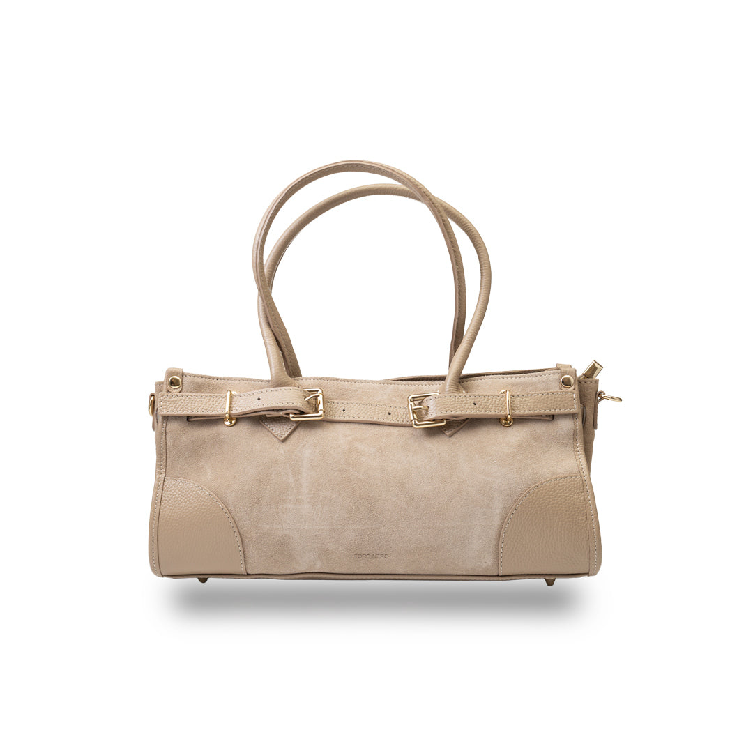 Borsa da donna in vera pelle tortora chiaro Evelin