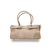 Borsa da donna in vera pelle tortora chiaro Evelin