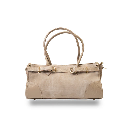 Borsa da donna in vera pelle tortora chiaro Evelin