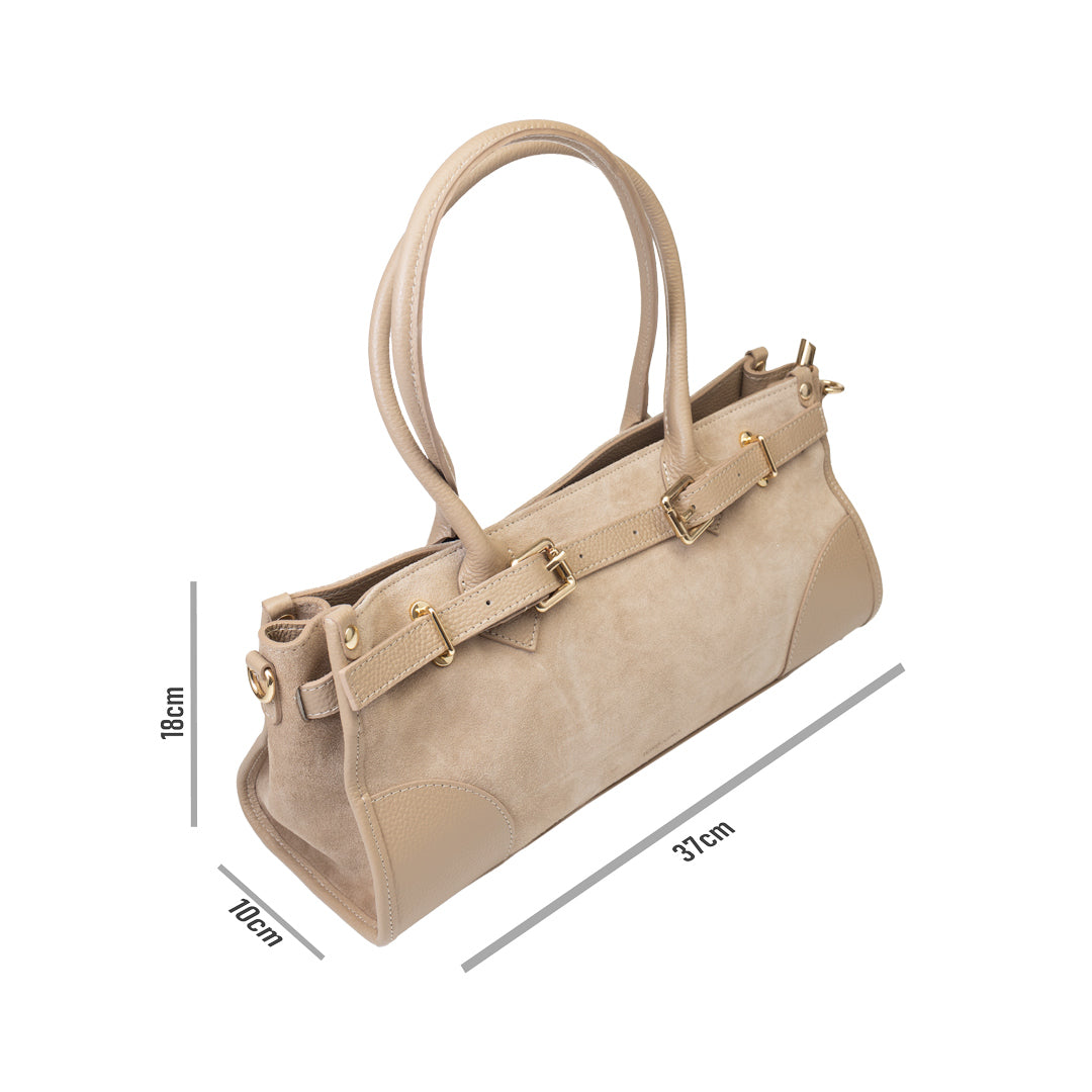 Borsa da donna in vera pelle tortora chiaro Evelin