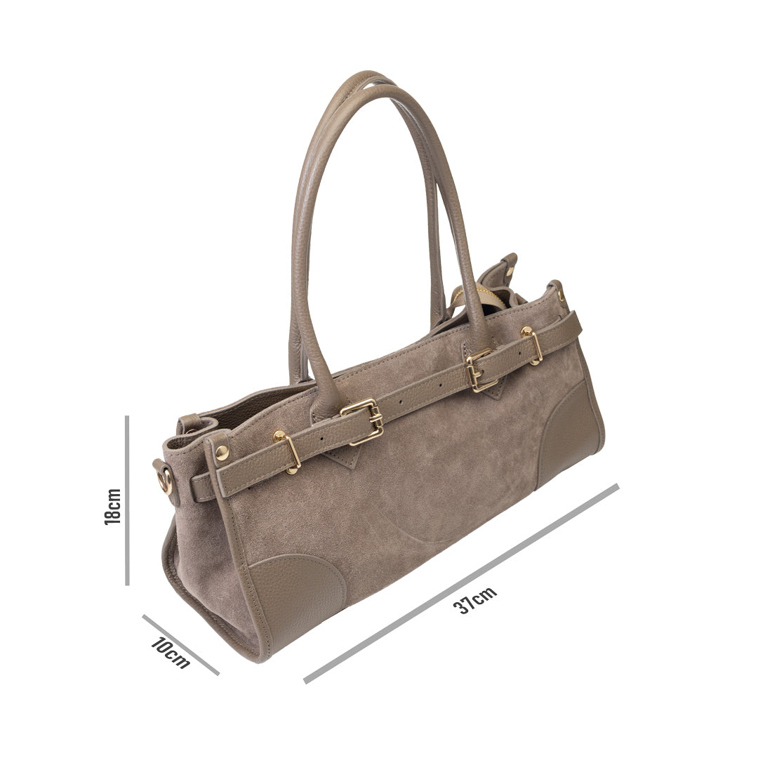 Borsa da donna in vera pelle talpa scuro Evelin