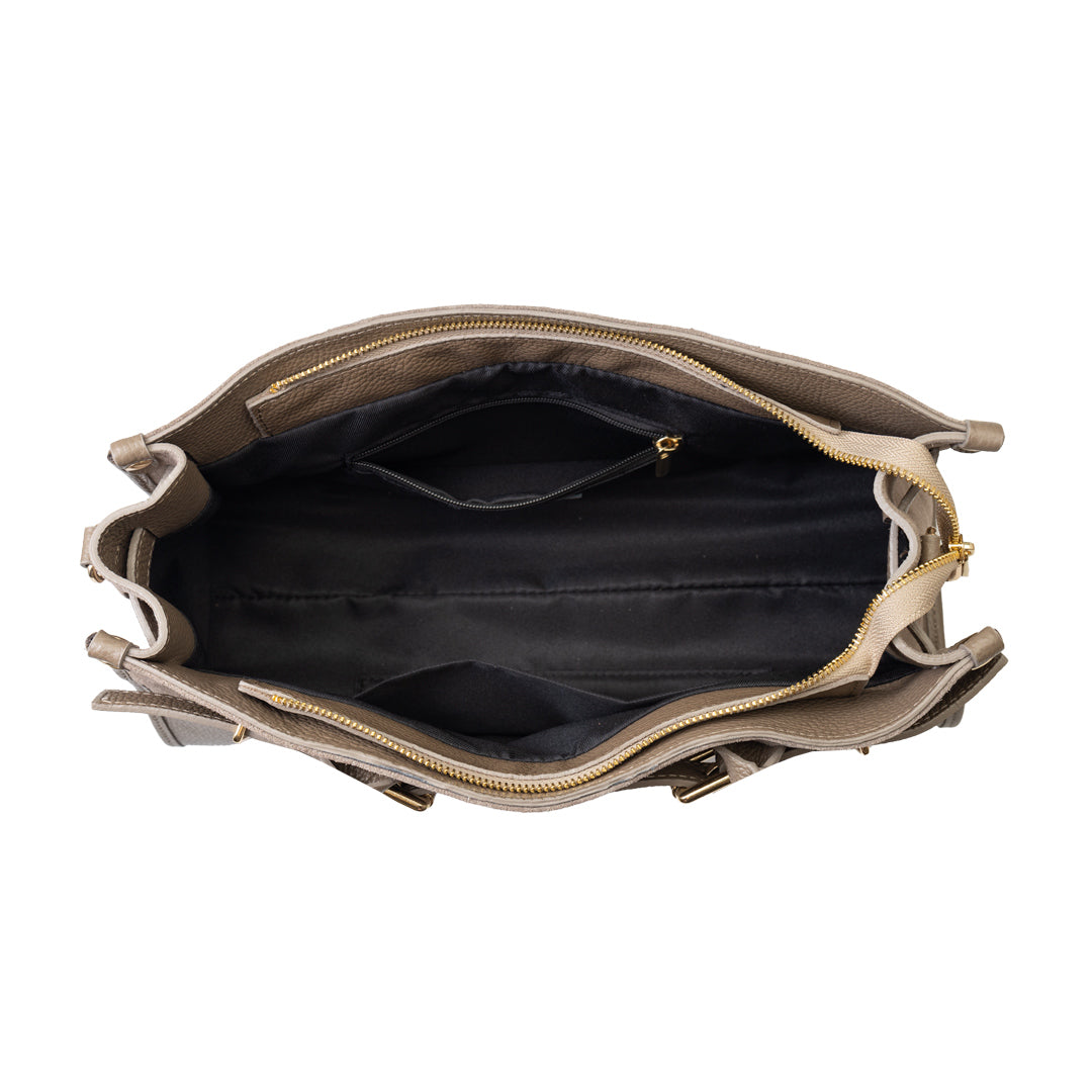 Borsa da donna in vera pelle talpa scuro Evelin