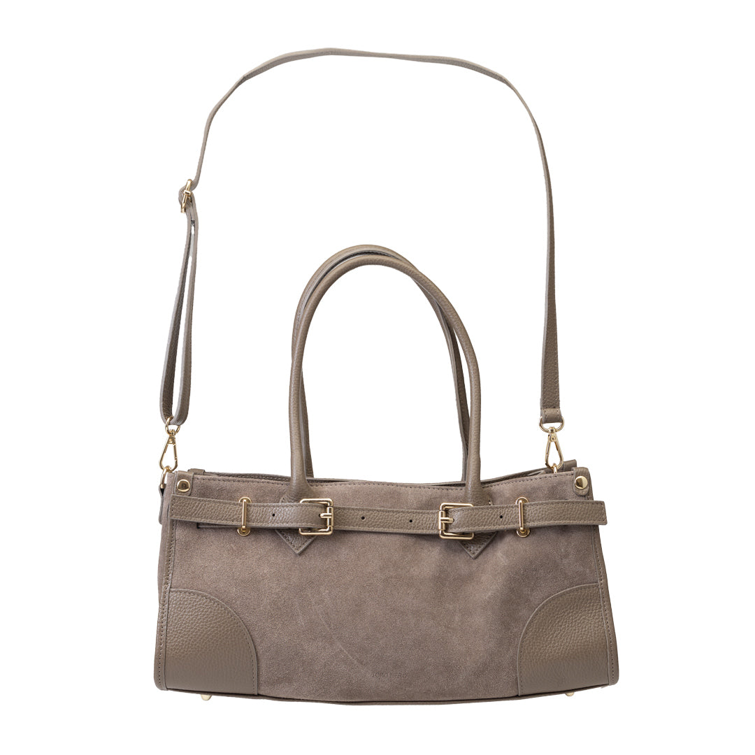 Borsa da donna in vera pelle talpa scuro Evelin
