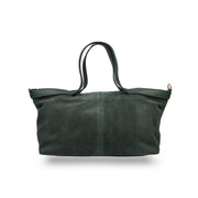 Borsa da donna in pelle scamosciata naturale verde Bianca