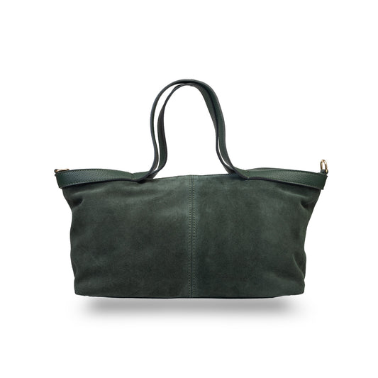 Borsa da donna in pelle scamosciata naturale verde Bianca